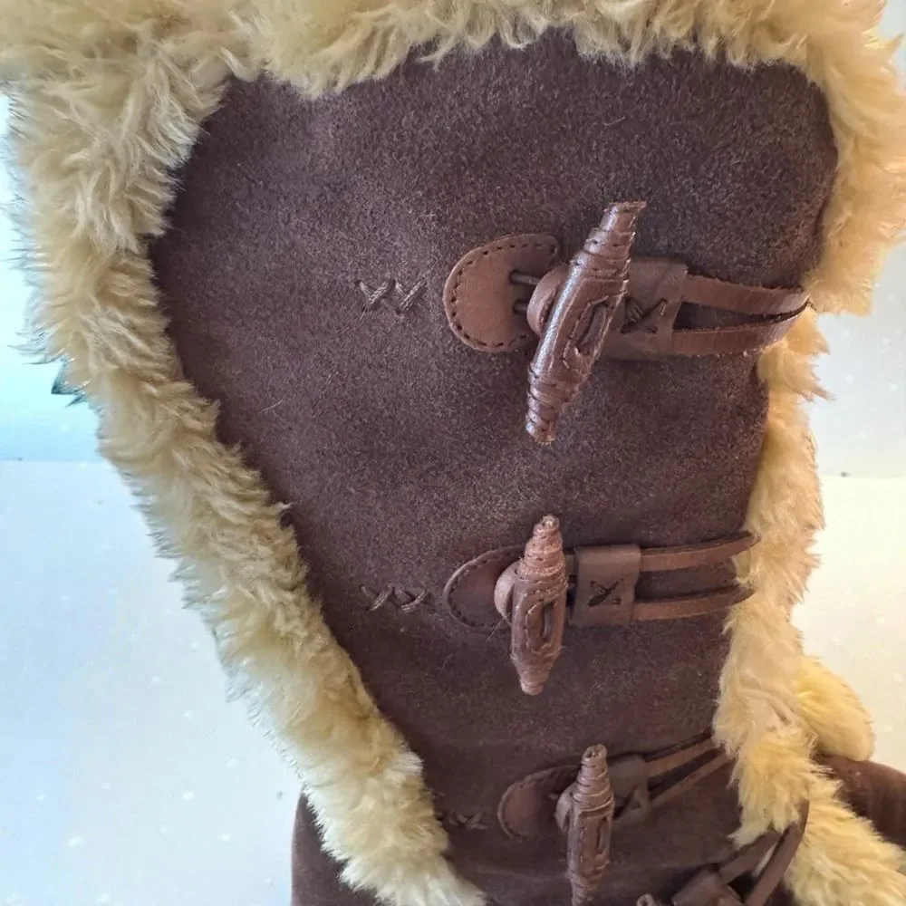 Earth Origins Suede Faux Fur Trim Boots